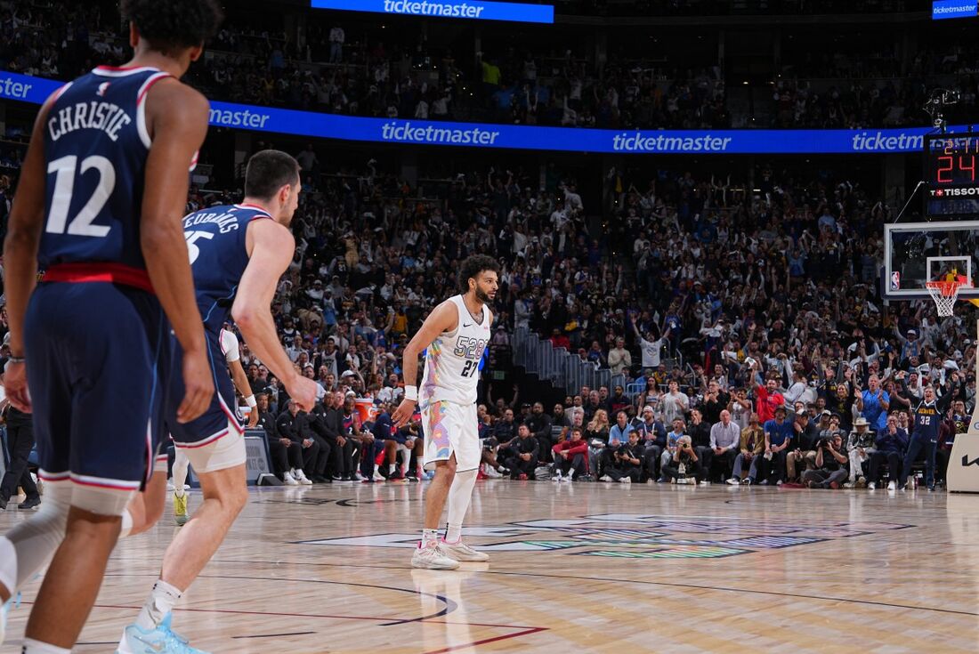 Jamal Murray, camisa 27 dos Nuggets, foi o destaque do jogo desta quarta-feira (30)
