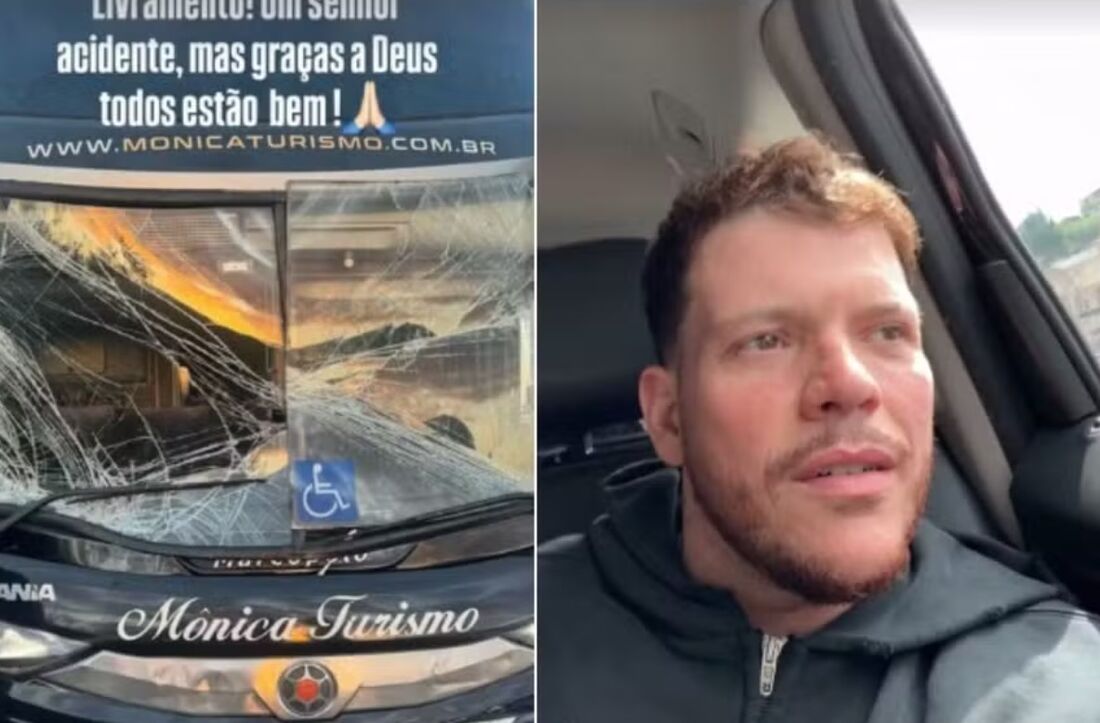 Cantor Ferrugem e equipe sofrem acidente de ônibus após show