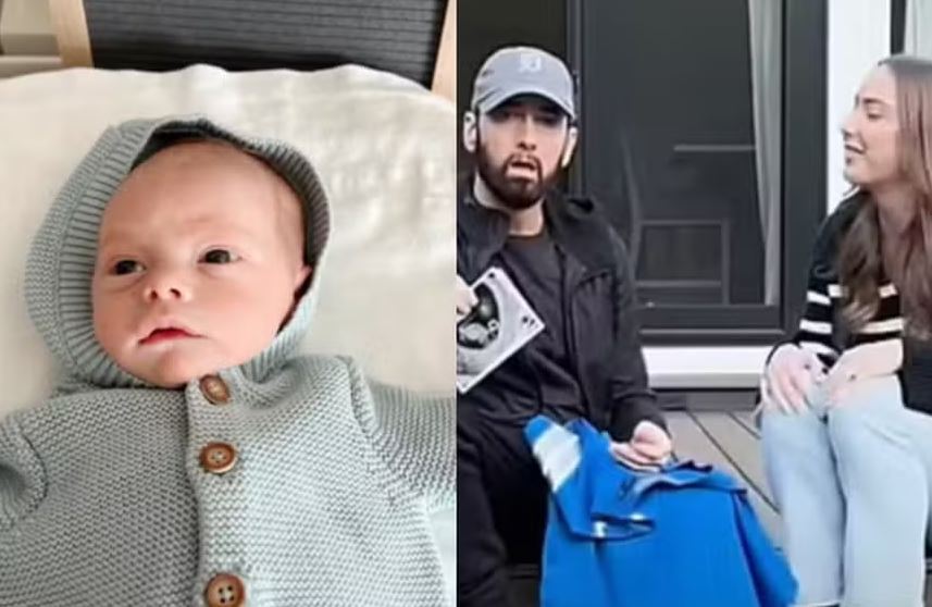 Elliot Marshall McClintock, neto de Eminem, nascido em 3 de abril