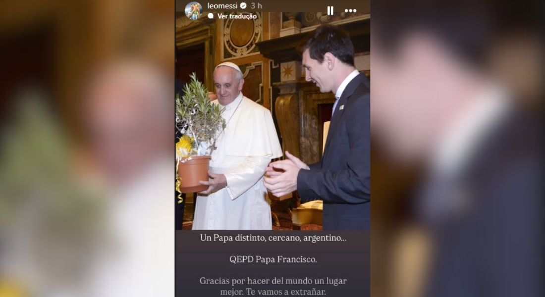 Messi homenageou o papa nas redes sociais