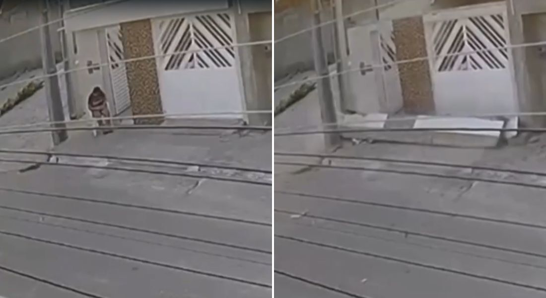 Mulher atingida por marquise em Belo Jardim estava sentada em uma cadeira na calçada quando o acidente aconteceu