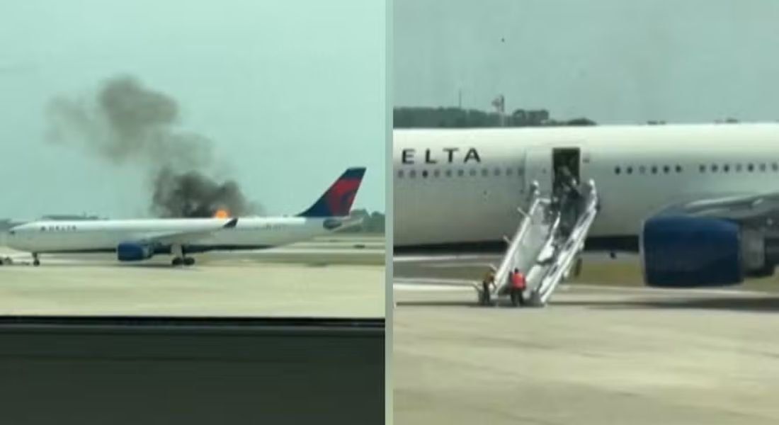 Vídeo: Avião pega fogo no Aeroporto de Orlando, nos EUA, e passageiros precisam sair às pressas