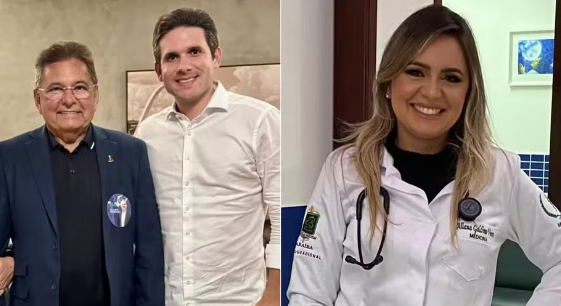 Alanna Galdino foi nomeada para vaga no Tribunal de Contas da Paraíba após articulação do pai, Adriano Galdino (de blazer azul), presidente da Assembleia Legislativa e aliado de Hugo Motta