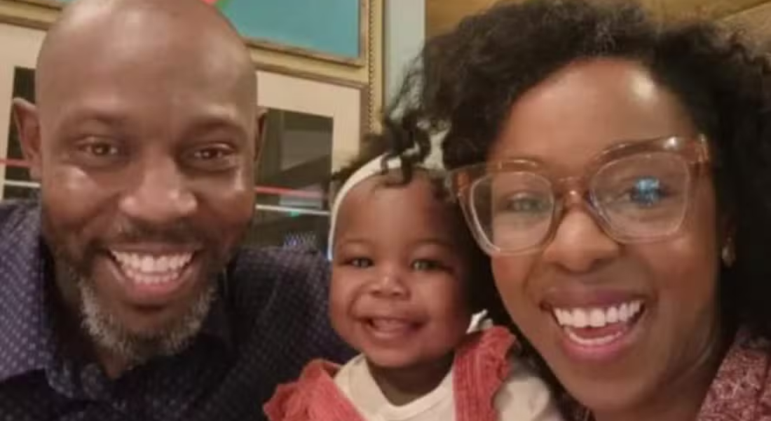 David Ayo Gorgeous, a noiva e a filha do casal