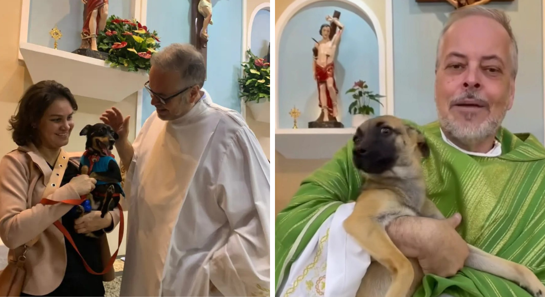 O Padre João Paulo promove campanhas de adoção e participa ativamente de causas pela proteção animal