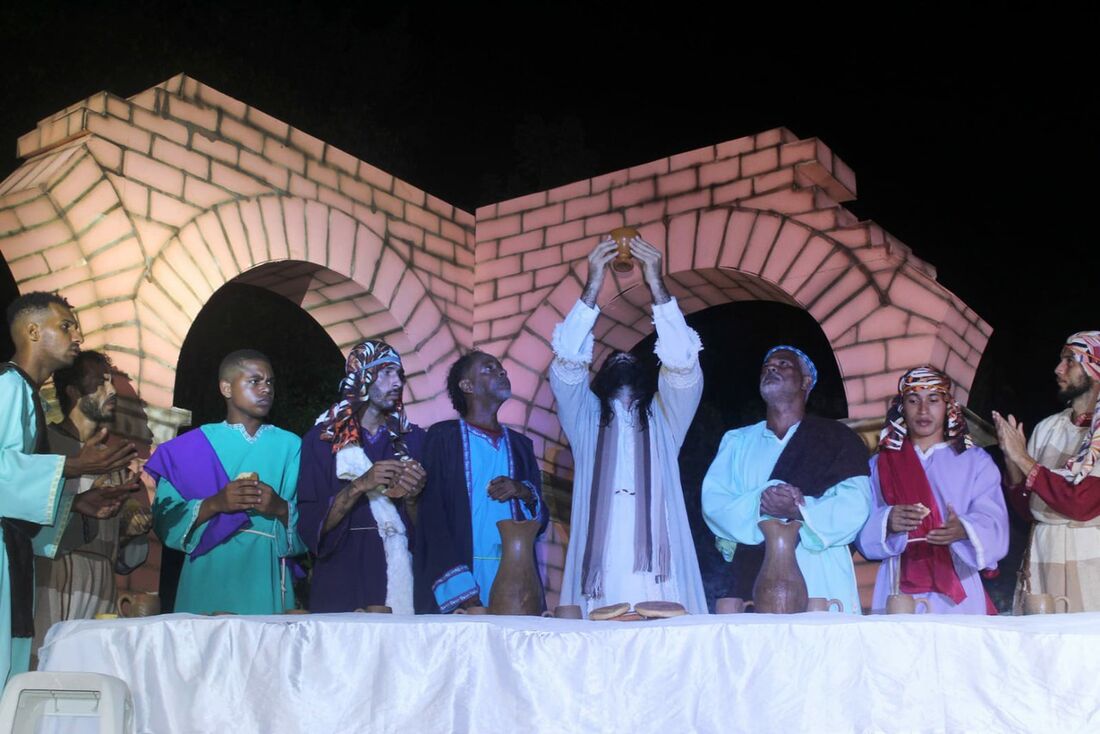 Cena de uma exibição de "A Força da Paixão", a Paixão de Cristo de Gaibu