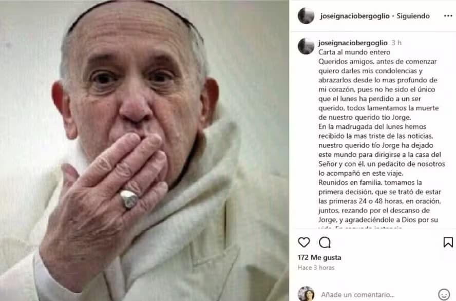 Sobrinho do papa Francisco, José Ignacio Bergoglio fez uma homenagem ao tio