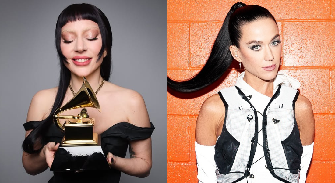 As cantoras pop estadunidenses Lady Gaga (esquerda) e Katy Perry (direita)