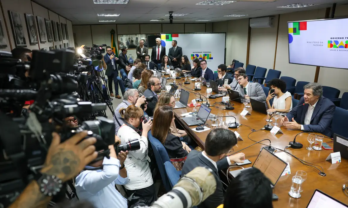 Ministro da Fazenda, Fernando Haddad, durante café da manhã com jornalistas