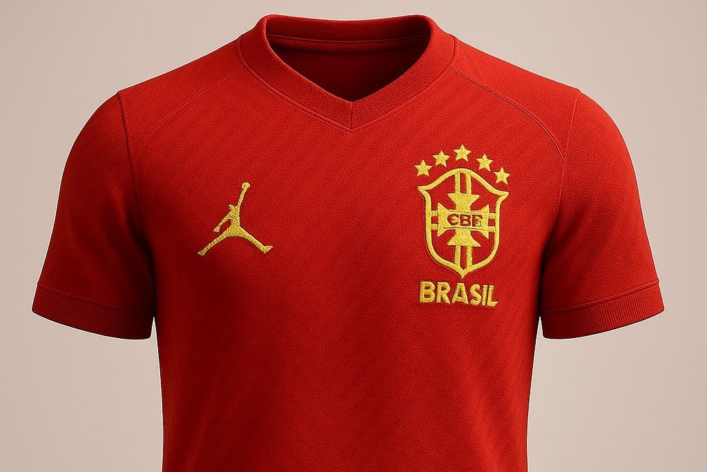 Imagem ilustrativa de uma possível camisa da Seleção Brasileira na cor vermelha