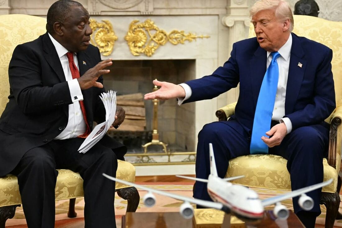 Presidente da África do Sul, Cyril Ramaphosa, e o presidente dos EUA, Donald Trump