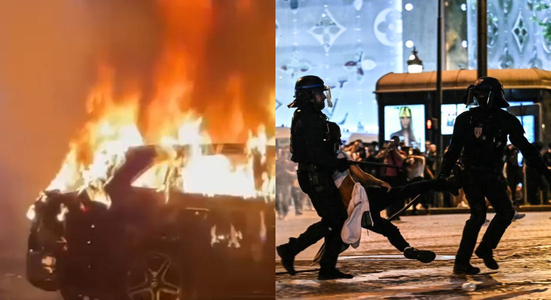 Carro incendiado e confusão com a polícia marcam a noite de comemoração do título do PSG da Liga dos Campeões