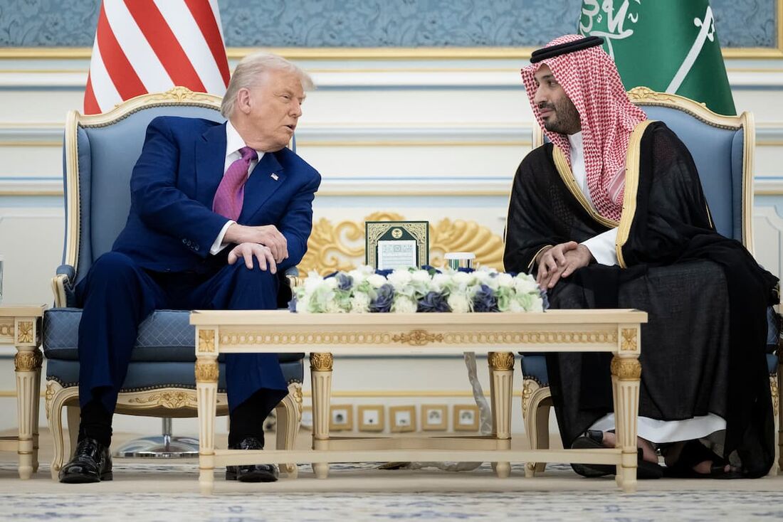 O presidente dos EUA, Donald Trump, e o príncipe herdeiro do reino, Mohammed Bin Salman