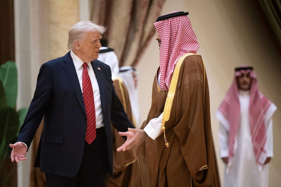 O presidente dos EUA, Donald Trump com o príncipe herdeiro saudita, Mohammed bin Salman