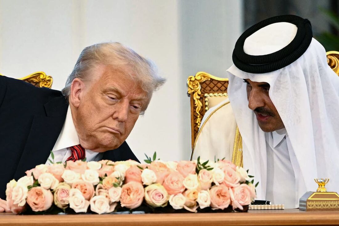 O emir do Catar, Sheikh Tamim bin Hamad al-Thani, e o presidente dos EUA, Donald Trump