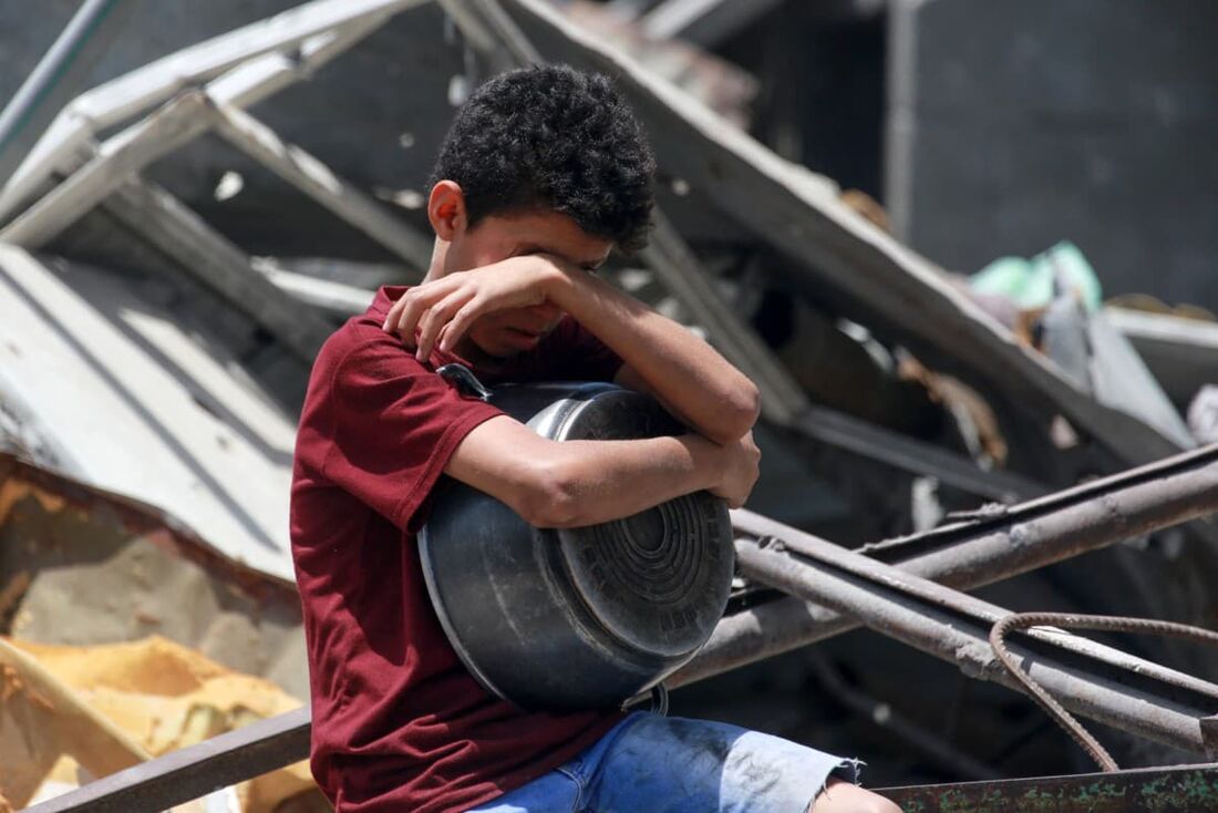 Uma criança palestina no Norte da Faixa de Gaza