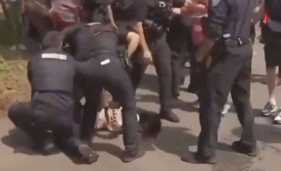 Eles tentaram impedir que a garota fosse levada pelos agentes