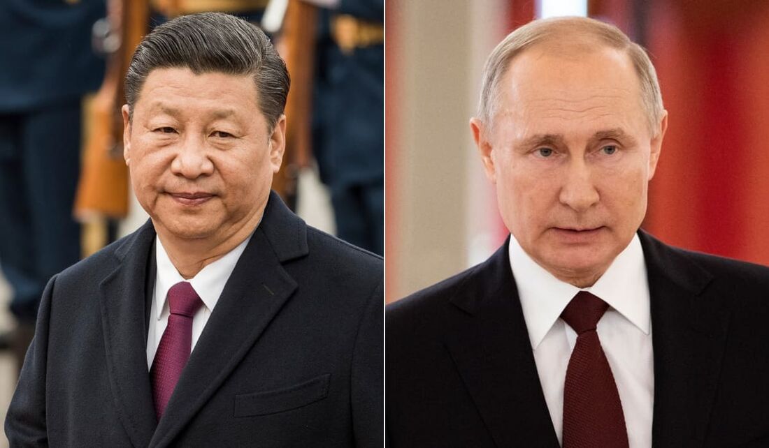 O presidente da China, Xi Jinping, e o presidente russo, Vladimir Putin