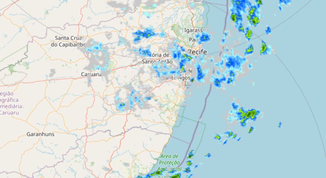Radar da Apac mostra chuvas nesta sexta-feira (23)