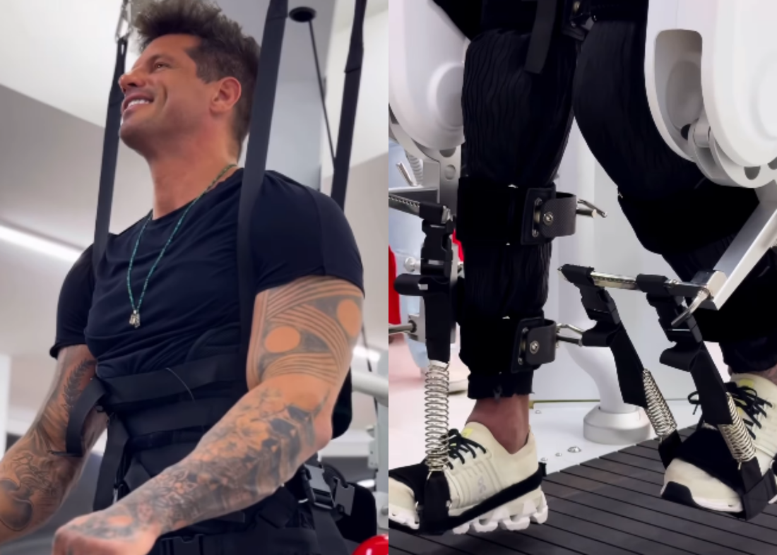 Fernando Fernandes conseguiu andar com ajuda de equipamento