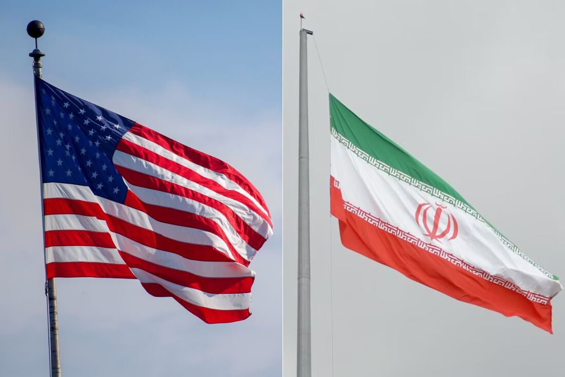 Bandeiras dos Estados Unidos e do Irã