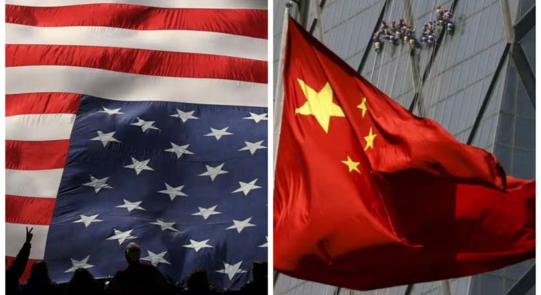 Bandeiras dos EUA e da China