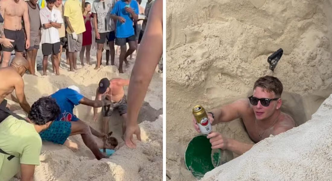 Turista norte-americano fica preso em buraco que cavou na areia de Copacabana