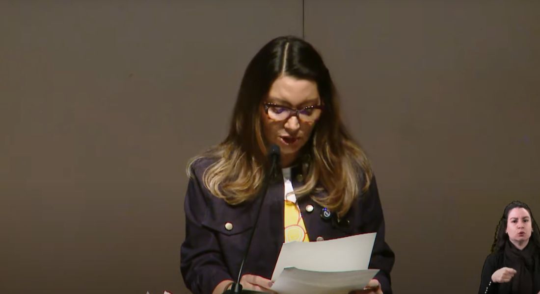 Janja falando no evento do Ministério dos Direitos Humanos