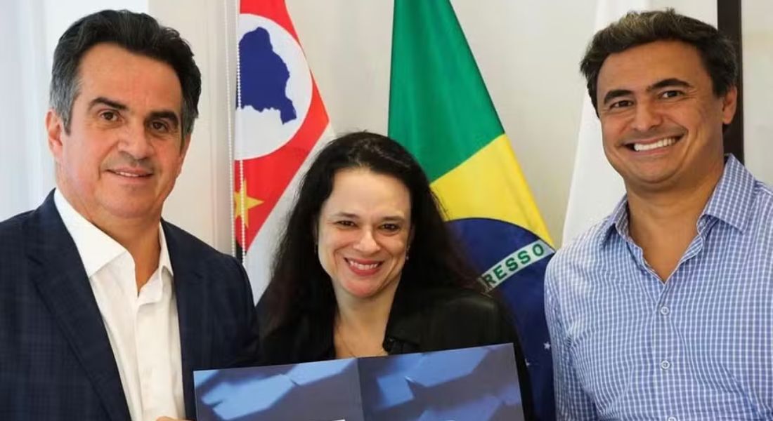 Ciro Nogueira, presidente do PP, Janaina Paschoal e Maurício Neves, dirigente estadual do partido