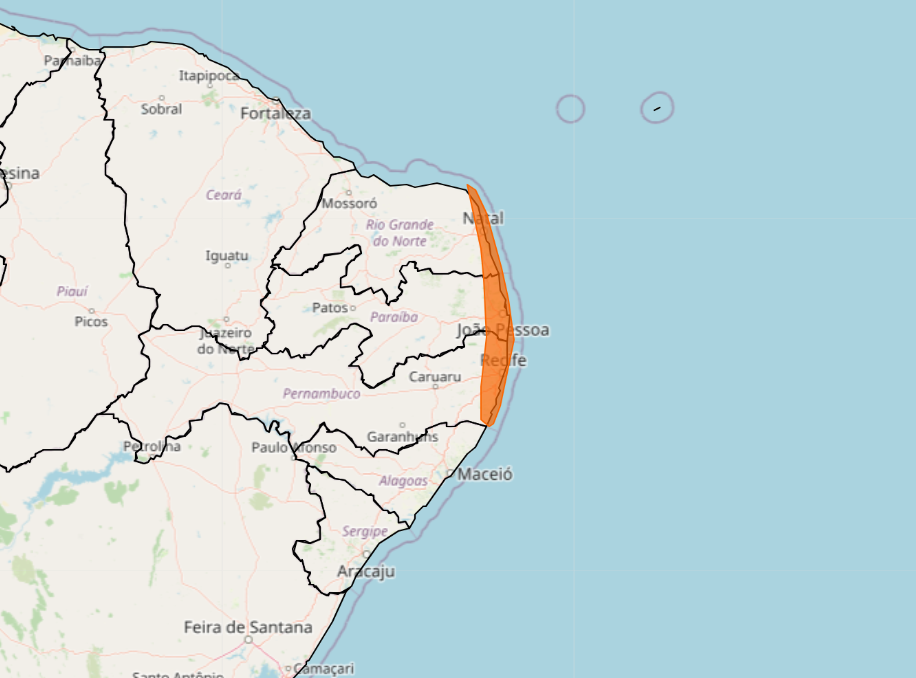 Além de Pernambuco, também devem ser afetados por chuvas intensas os litorais da Paraíba e do Rio Grande do Norte