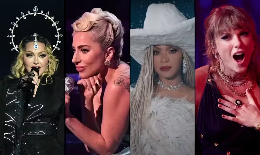 As divas pop Madonna, Lady Gaga, Beyoncé e Taylor Swift