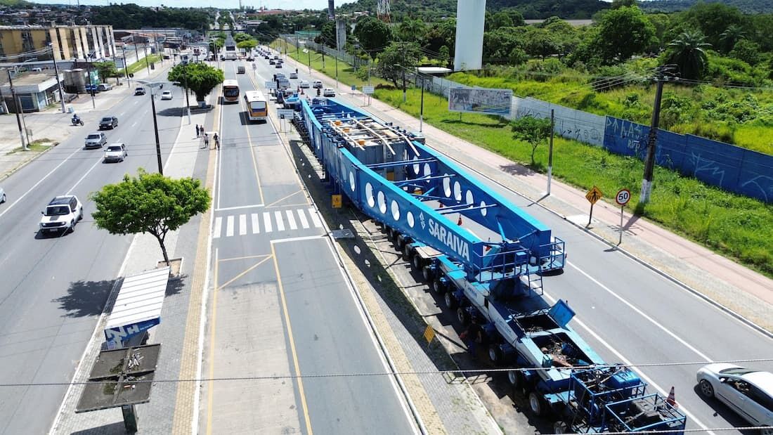 Comboio que transporta um transformador de energia de grandes dimensões de Pernambuco até a Paraíba retoma o transporte nesta segunda (5),