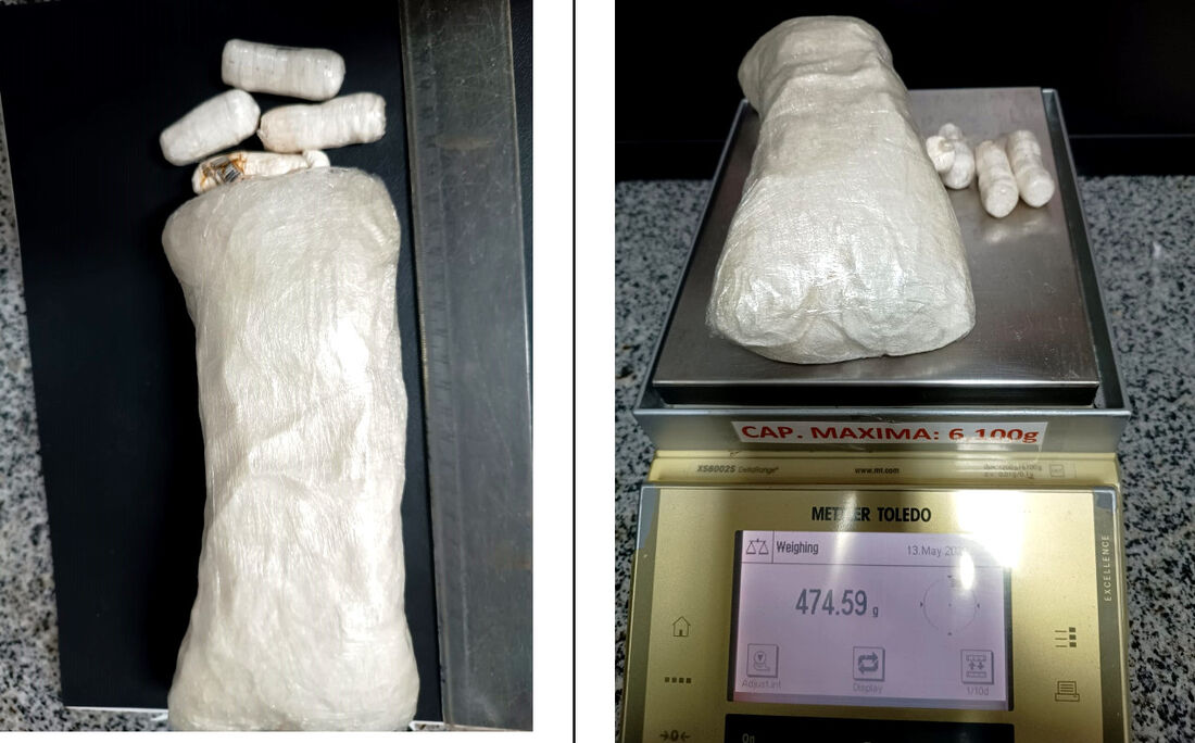 Cocaína foi encontrada na bagagem de mão da passageira