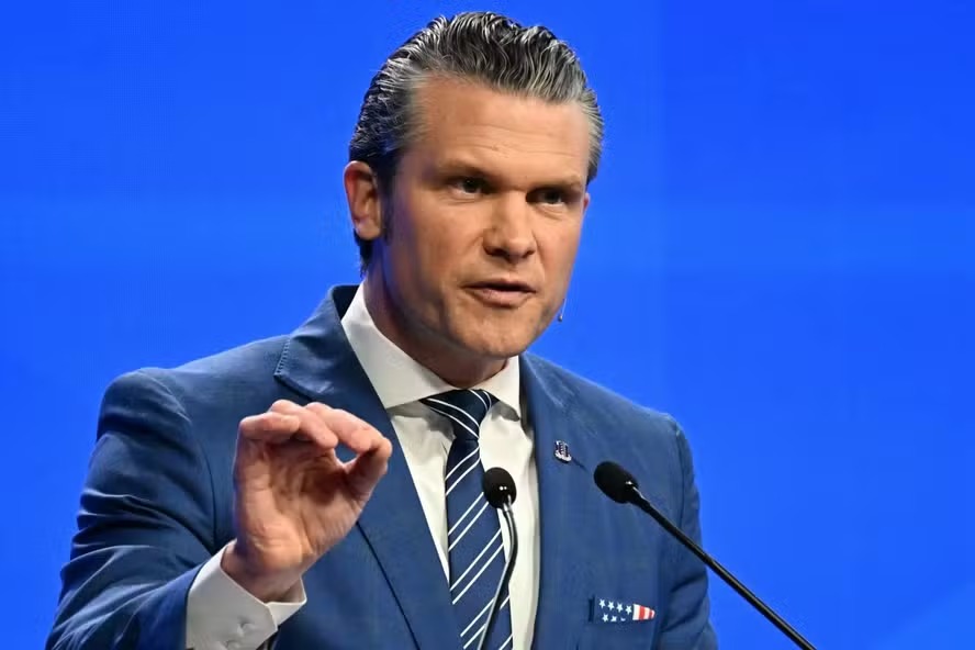 Pete Hegseth, secretário de Defesa dos EUA, durante discurso em Cingapura 