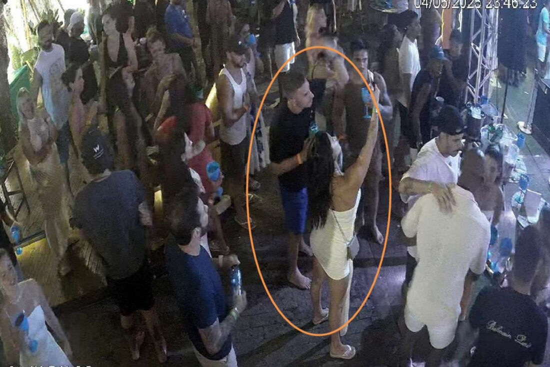 O atacante do Santa Cruz tirou uma foto com Thamires Cavalcanti, namorada do acusado pelo crime contra o ambulante Emmanuel Apory, em Fernando de Noronha