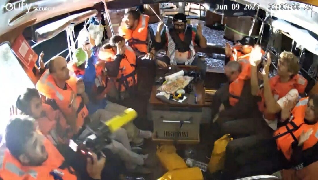 Ativistas da Coalizão Flotilha da Liberdade (FFC, em inglês)
