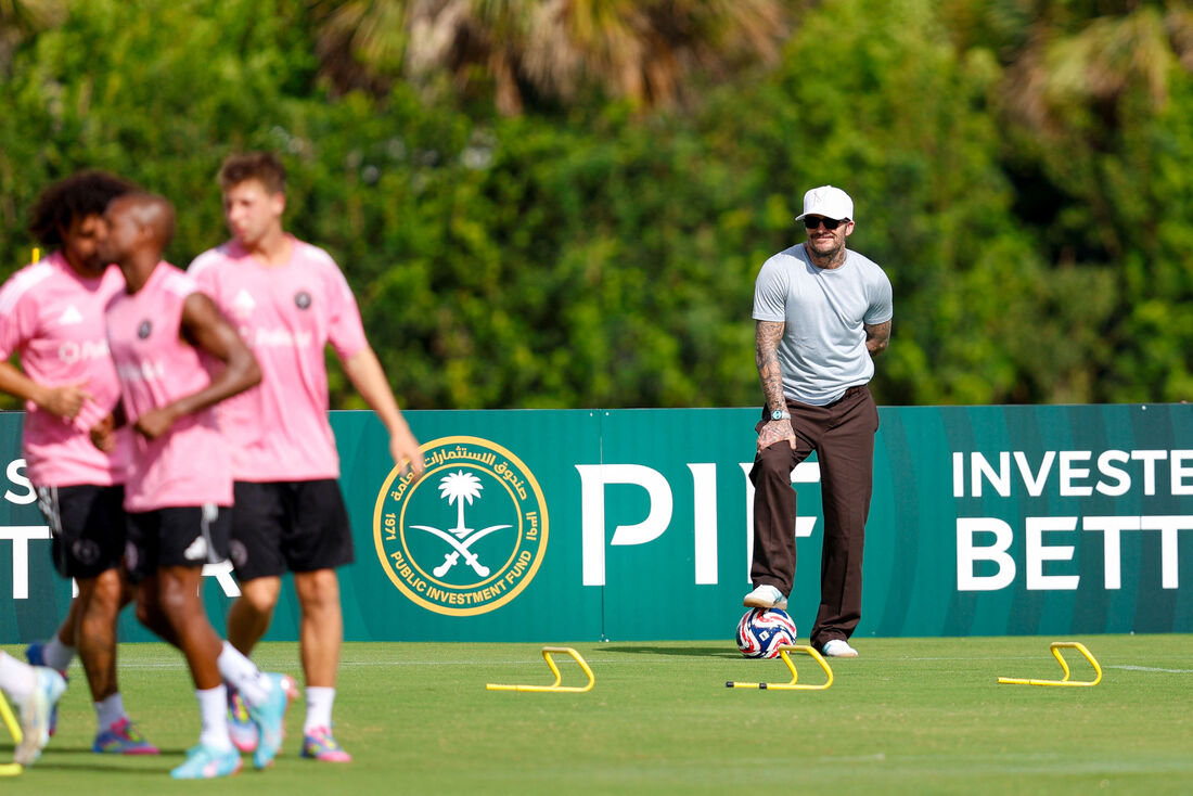 David Beckham, um dos proprietários do Inter Miami, acompanhou os treinos da equipe para a Copa do Mundo de Clubes