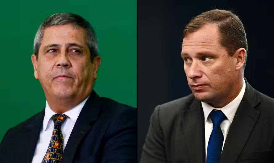 O general Walter Braga Netto (à esq.), ex-candidato a vice de Jair Bolsonaro, e o tenente-coronel Mauro Cid