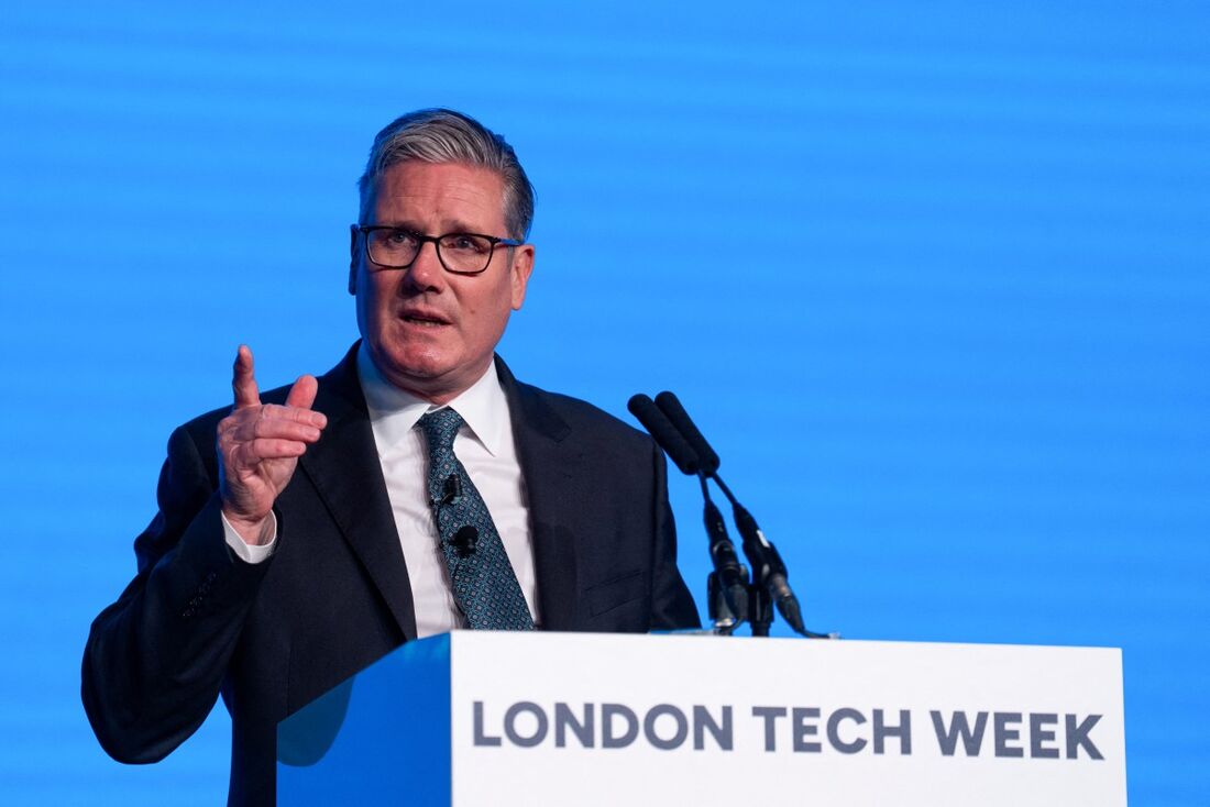 Primeiro Ministro Britânico, Keir Starmer, durante a London Tech Week 