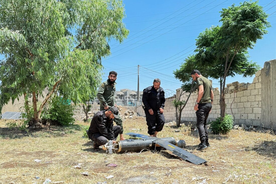 Drone caído na Síria durante ataques israelenses e iranianos 