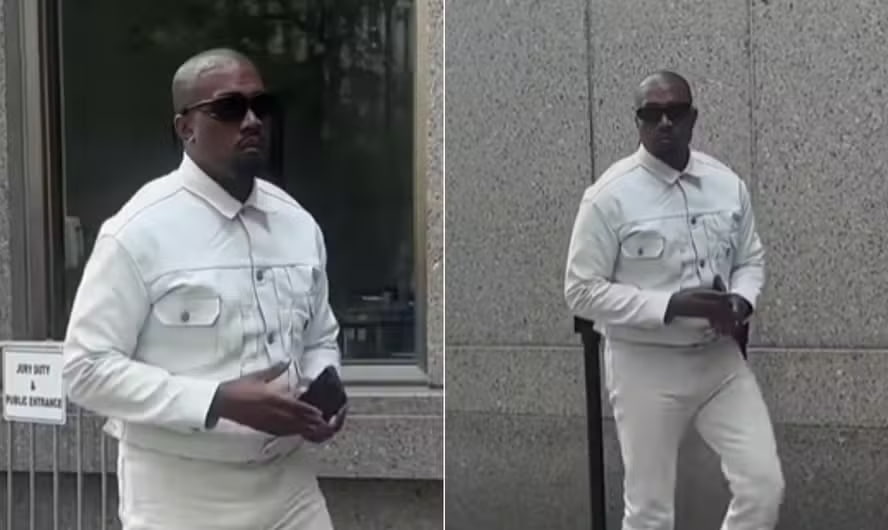 Kanye West comparece a tribunal para apoiar o amigo Diddy.