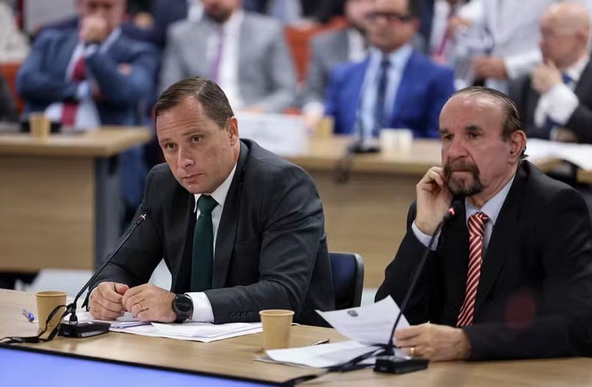 O tenente-coronel Mauro Cid, durante interrogatório no STF 