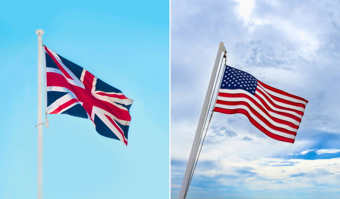 Bandeiras do Reino Unido e dos Estados Unidos