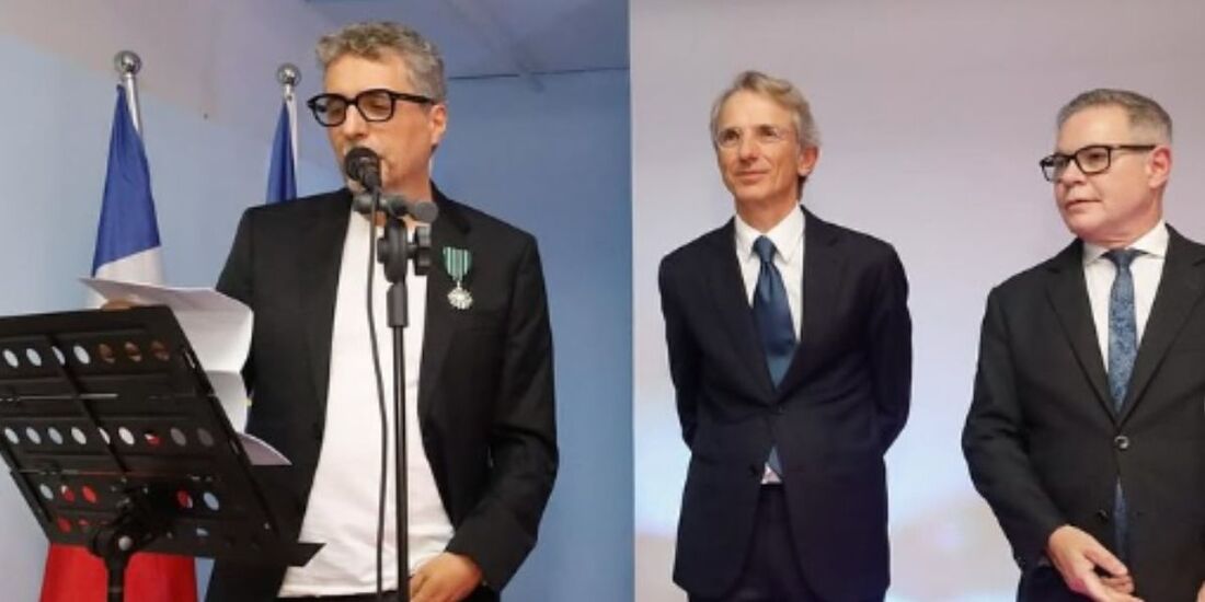 Kleber Mendonça Filho durante a cerimônia que aconteceu na Alliance Française, no Recife