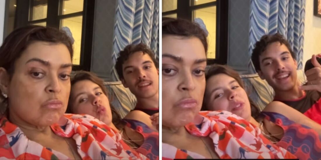 Preta Gil ao lado de seus sobrinhos Flor, Bento e Dom