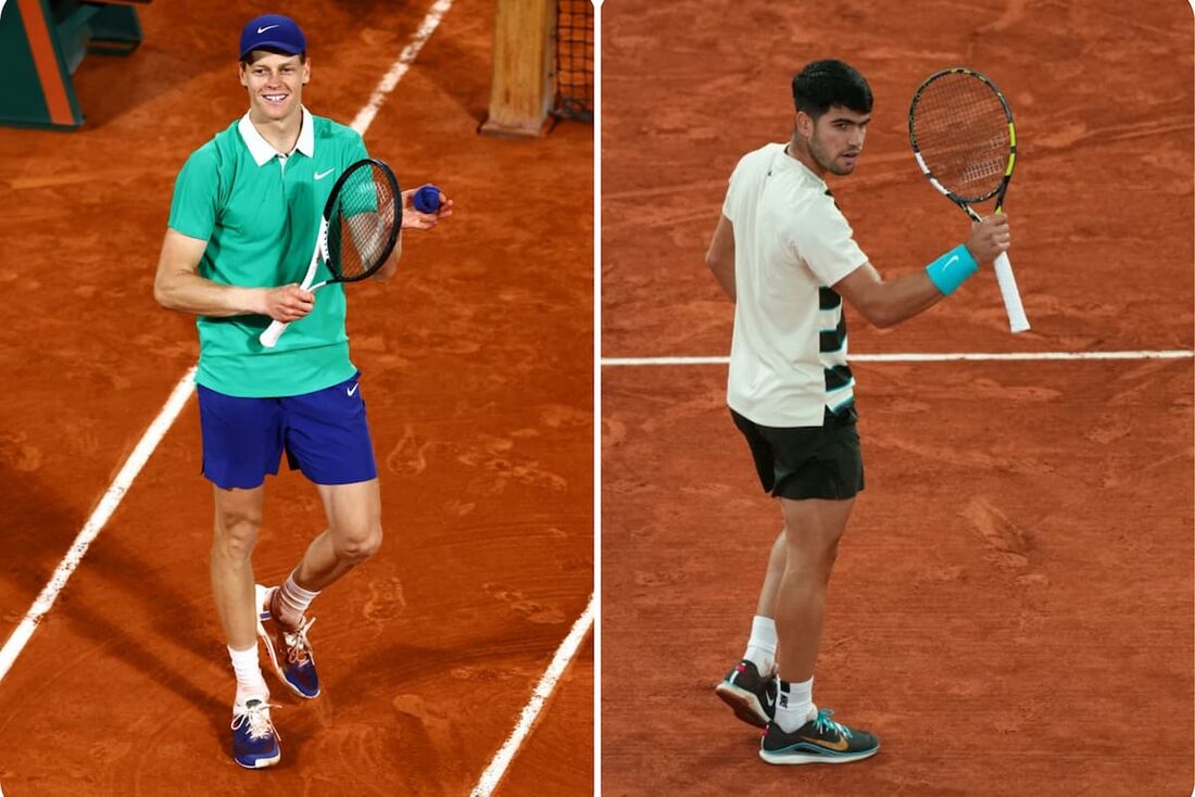 Jannik Sinner e Carlos Alcaraz decidem Rolando Garros 
