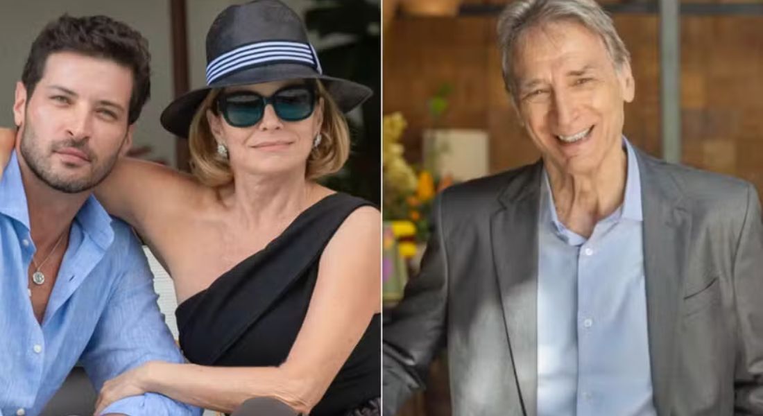 'Vale tudo': Odete Roitman (Débora Bloch) entre Walter (Leandro Lima) e Laudelino (Herson Capri)