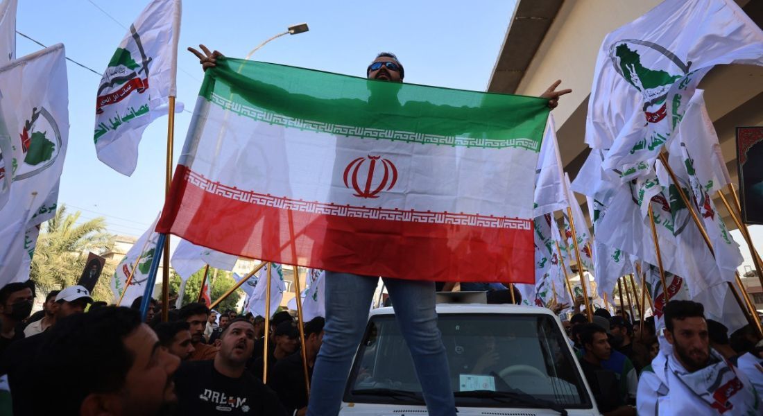 Protesto pró-Irã em Bagdá, no Iraque