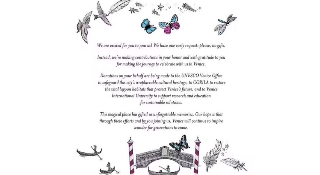 Com borboletas, pombos e gôndolas, convite de casamento de Jeff Bezos é alvo de piada