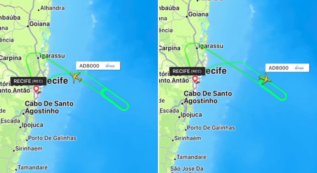 Boeing 767-300 passou mais de duas horas fazendo quase 20 voltas sobre o oceano até retornar ao aeroporto da capital pernambucana